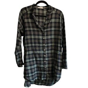 Lucca Couture Plaid Tunic Top Button Front Shirt